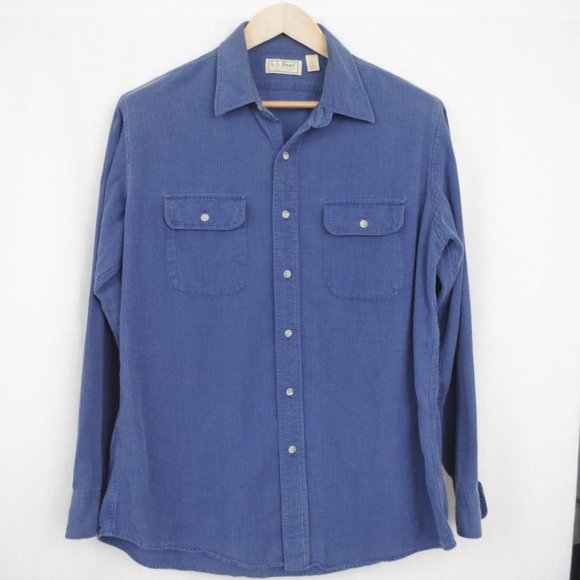 90s~00'S LLBean Long Sleeve Flannel Check Shirt, Men's Size L cotton blue type Vintage Second Hand